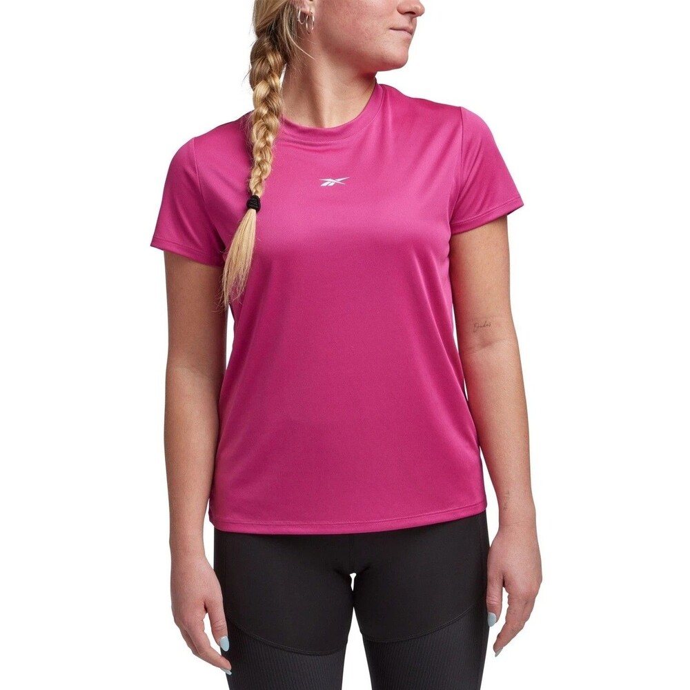 Reebok Women's Active Identity Performance Logo Tech T-Shirt Workout Top Pink XS